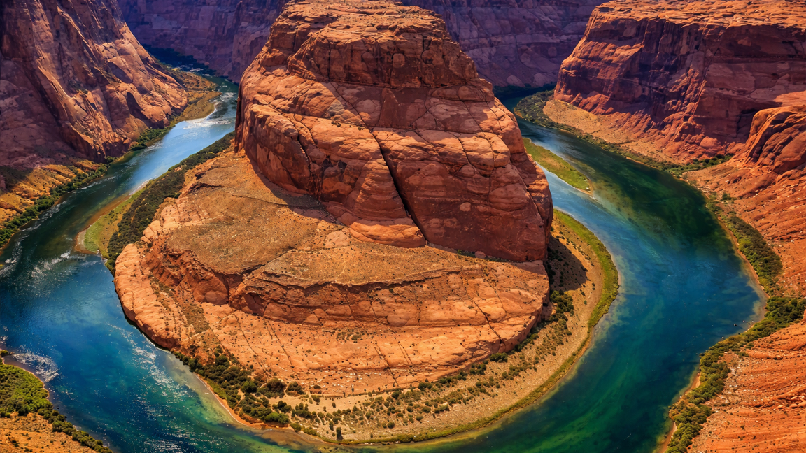 Natural rock formation around a winding river