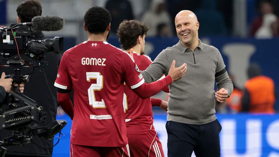 Joe Gomez (left) earned plenty of praise from Arne Slot. | Jean Catuffe/Getty Images