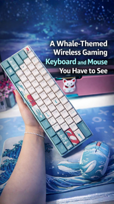 A whale-themed wireless gaming keyboard and mouse you have to see
