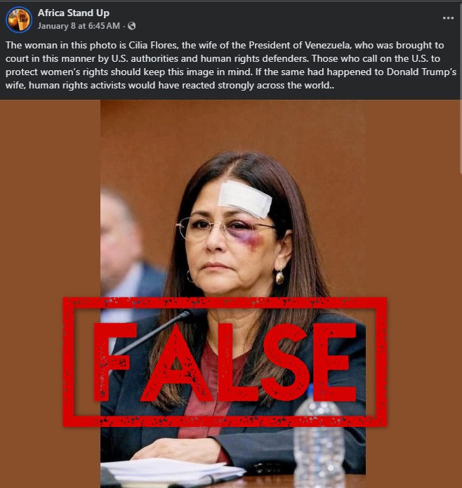 Image does not show Cilia Flores on trial in an American courtroom<br><br>