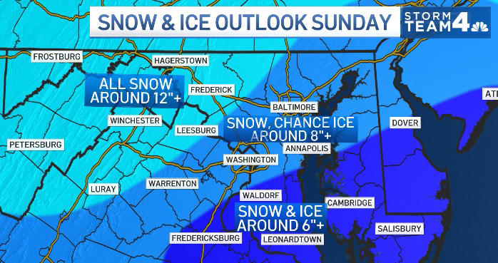 Winter storm expected to dump inches of snow, plus sleet and ice, in DC ...