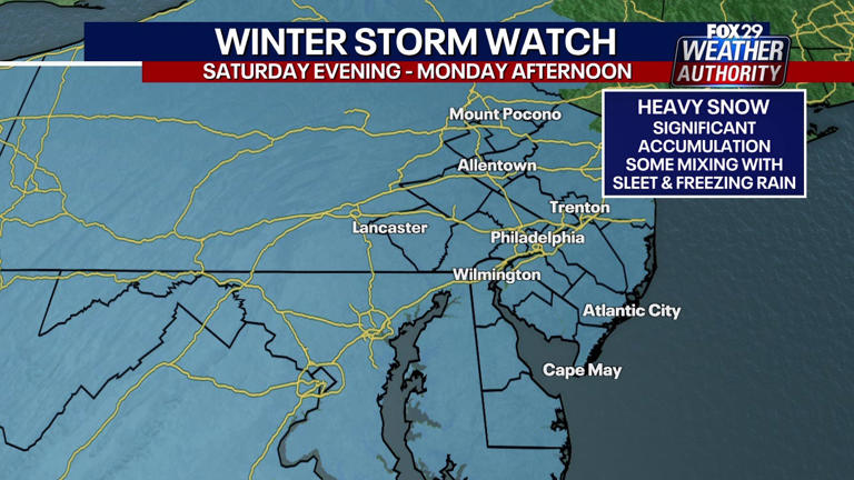 Philly snow forecast: Winter storm watch issued, latest snowfall total ...