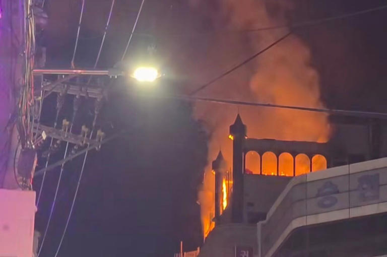 Incheon rooftop fire fueled by waste wood, paint