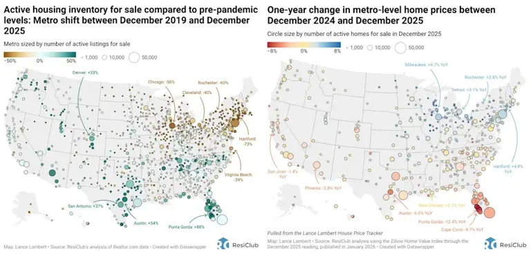 Home price forecast for 2026 across 380 housing markets: Zillow versus ...