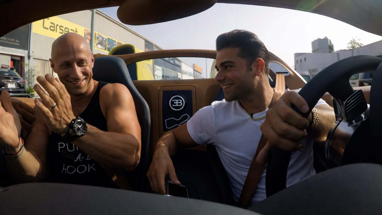 Picking up Uber riders in a Bugatti