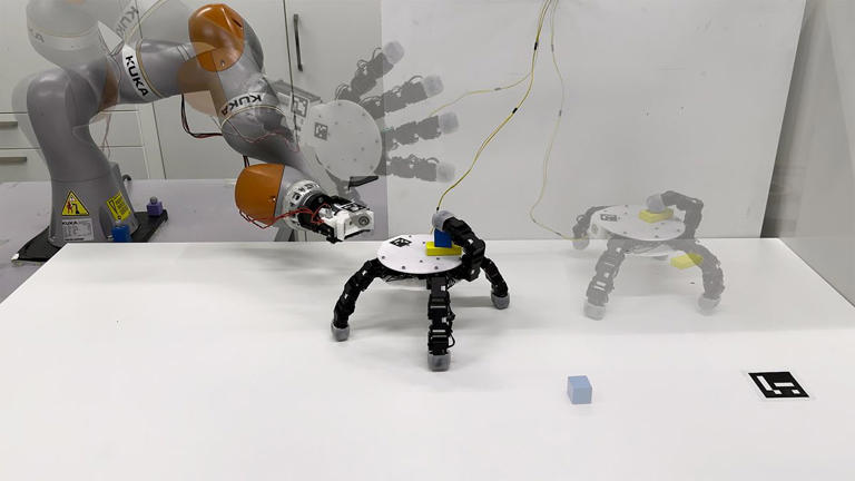 Watch this incredible handy robot detach, scuttle around like a spider ...