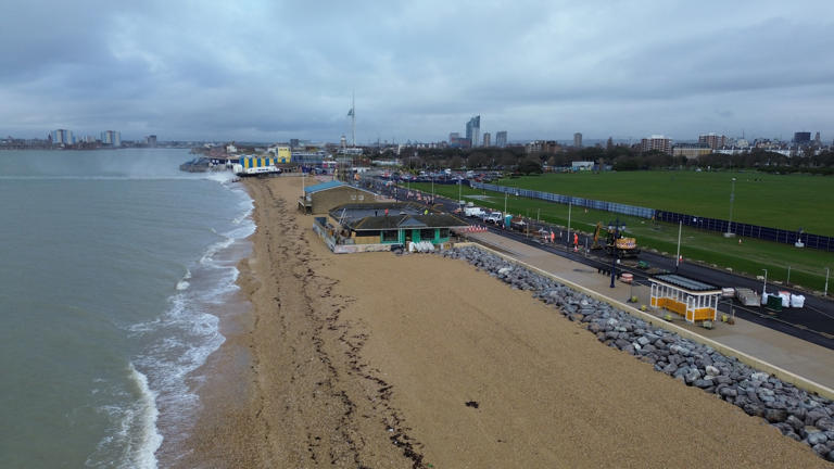Work is continuing apace to create the new road in front of Southsea Common