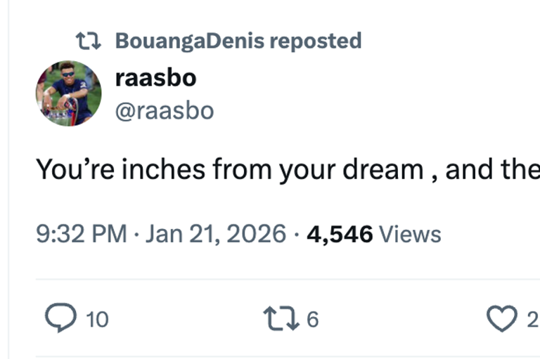 Denis Bouanga reposted a message about being denied a dream by a club