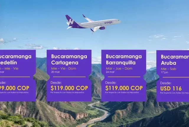 Wingo amplía la conectividad aérea de Bucaramanga con cuatro nuevas rutas  directas: ¿cuáles son?