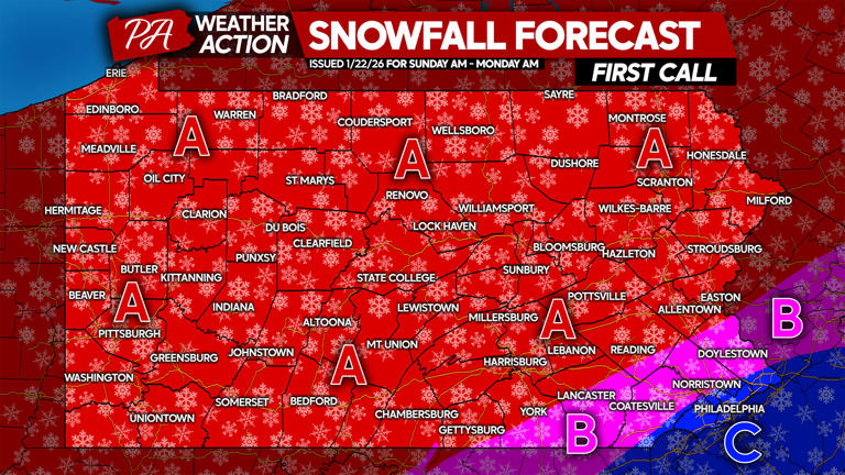 First call forecast for crippling winter storm bringing much of PA up ...