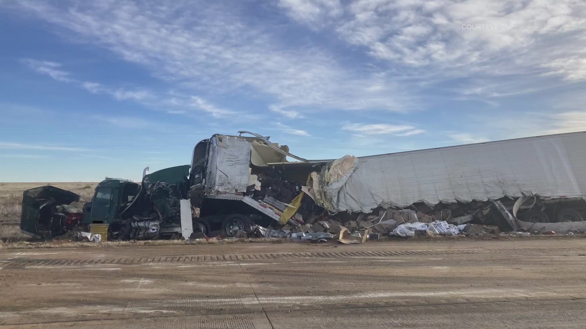 Crash involving 3 semi trucks kills 1