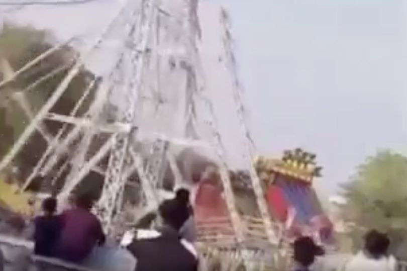 Terrifying moment packed fairground ride collapses leaving 14 kids injured