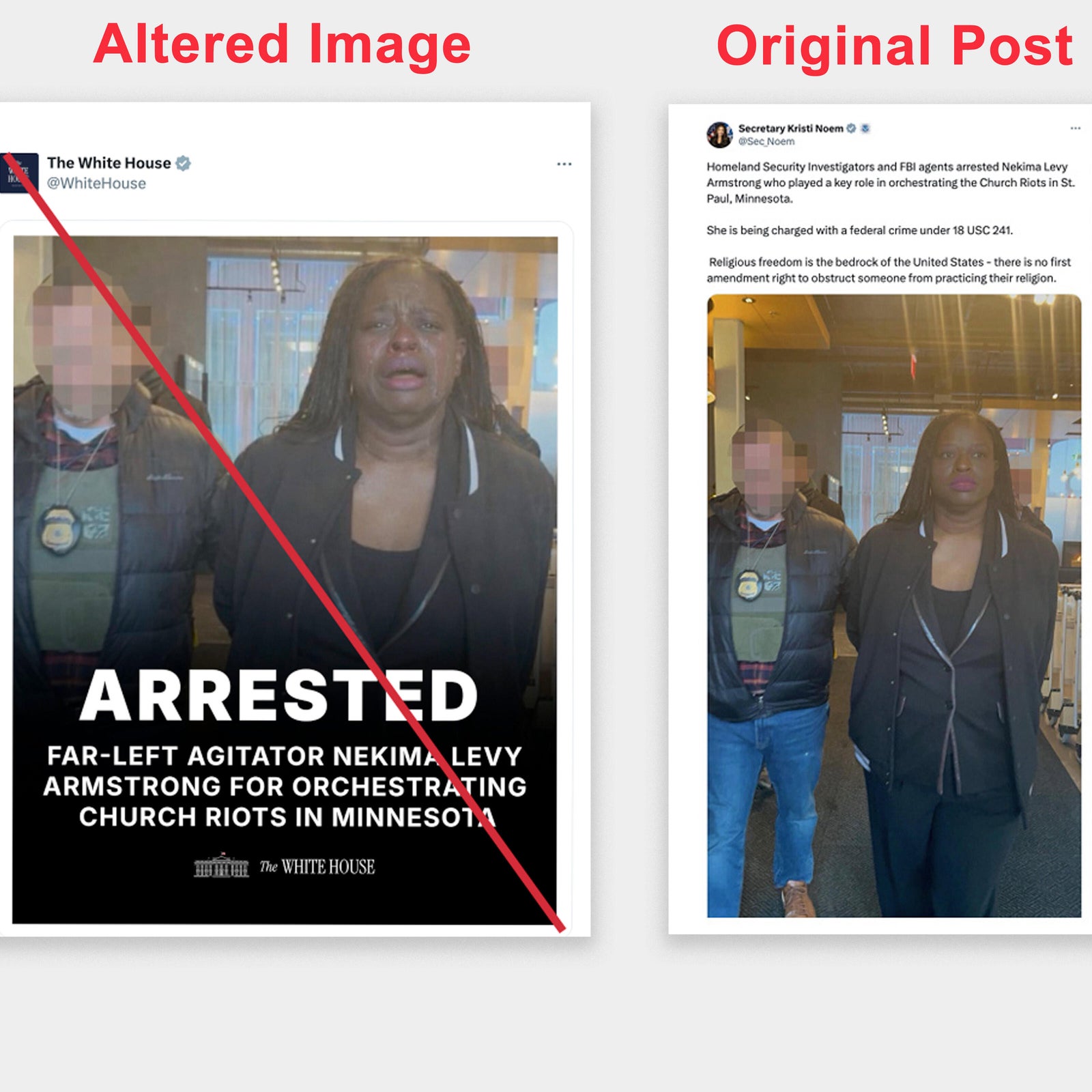 White House posts an altered photo of Minnesota protester's arrest