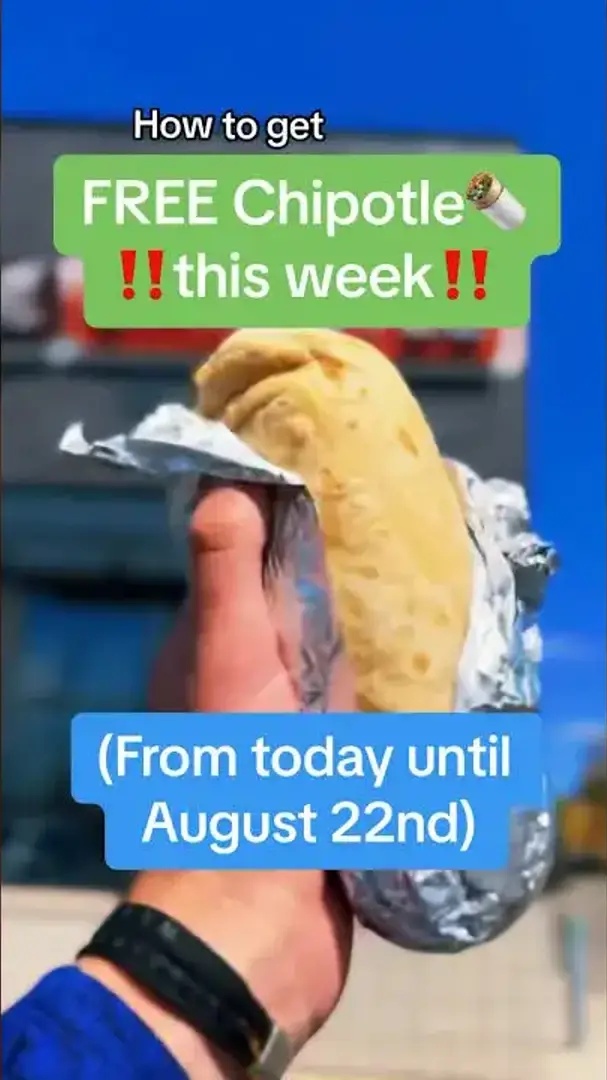 How to get bogo free Chipotle burritos until August 22nd