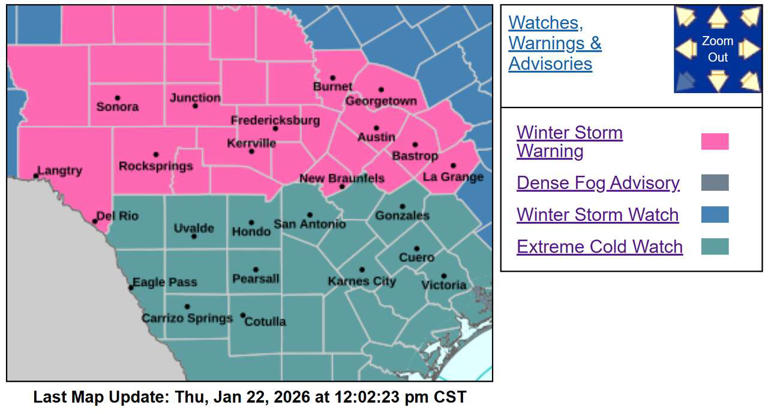 Winter storm warning issued for Central Texas ahead of arctic blast ...