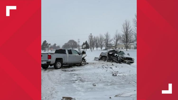Icy roads lead to crash on S State Road; 3 injured, including child