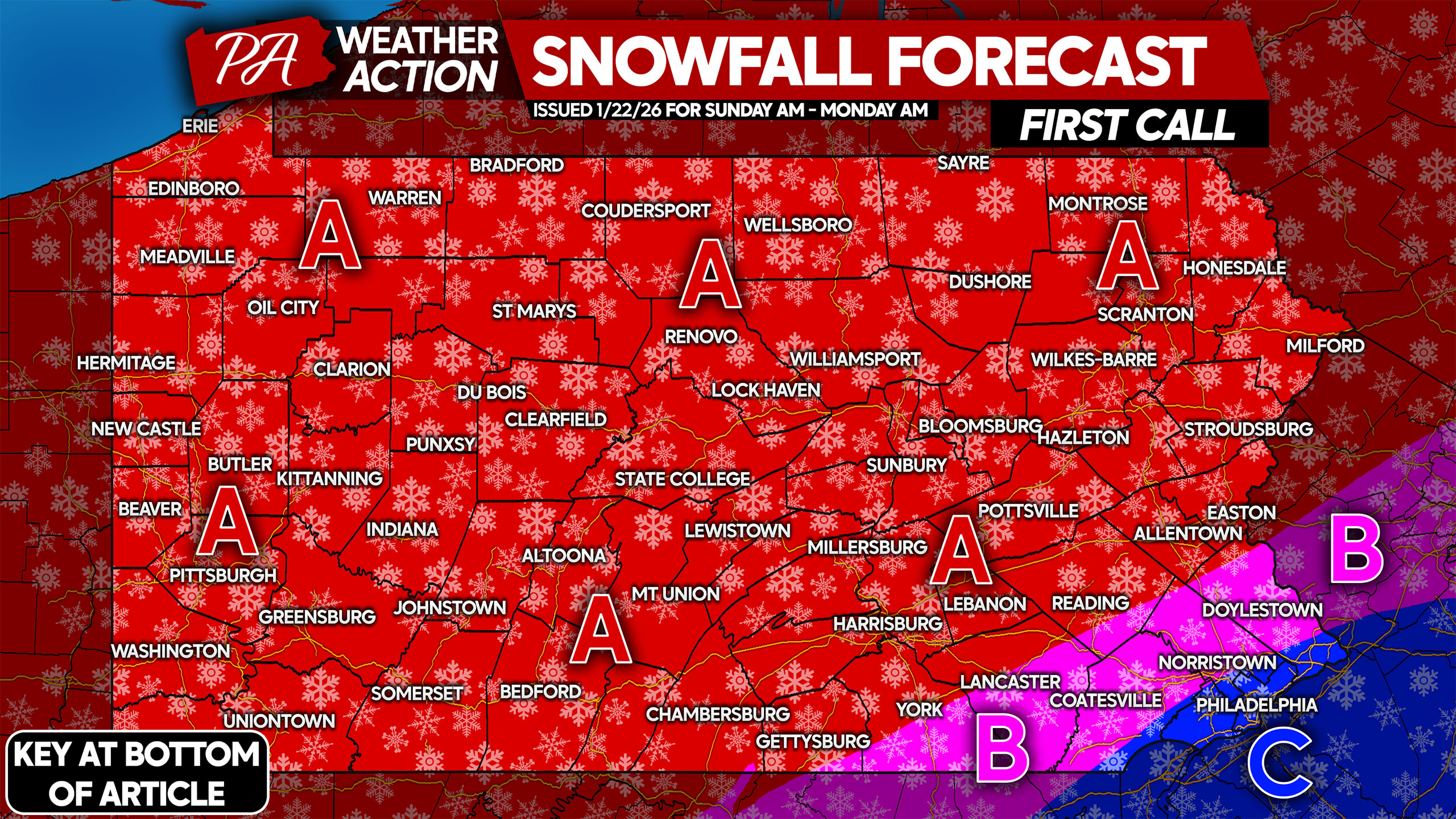First call forecast for crippling winter storm bringing much of PA up ...