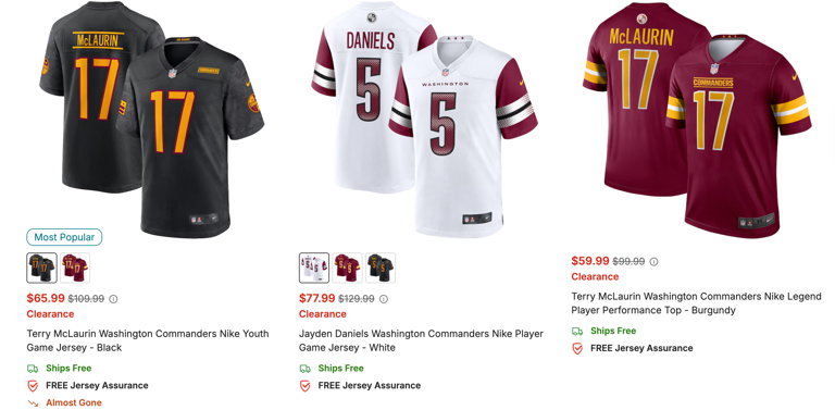 Commanders' jerseys on clearance could mean good news for 2026