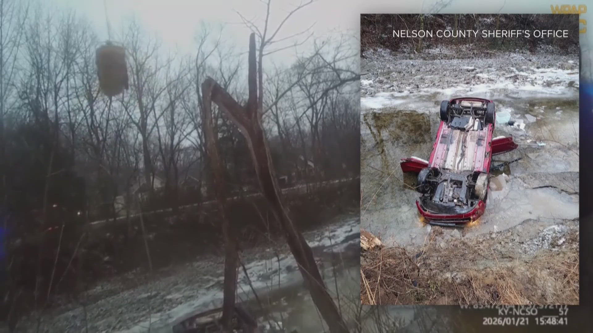 Nelson County deputy rescues woman from overturned creek car