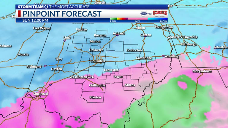 Columbus weekend weather update: Snow totals and cold