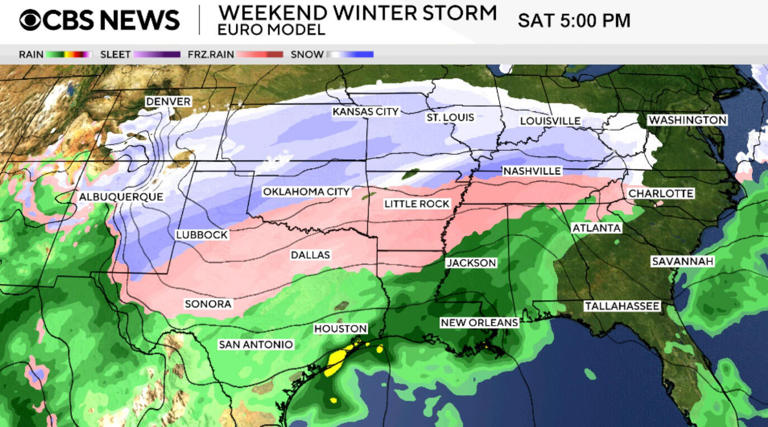 Maps show where winter storm will bring ice, snow, brutal cold this weekend