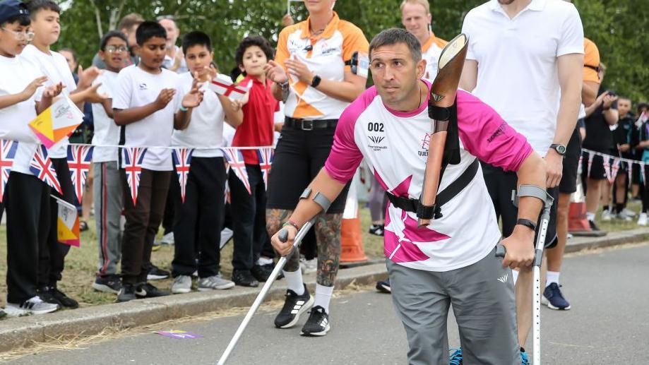Ben Parkinson took part in the Queen's Baton relay in Birmingham 2022 to mark the Commonwealth Games.