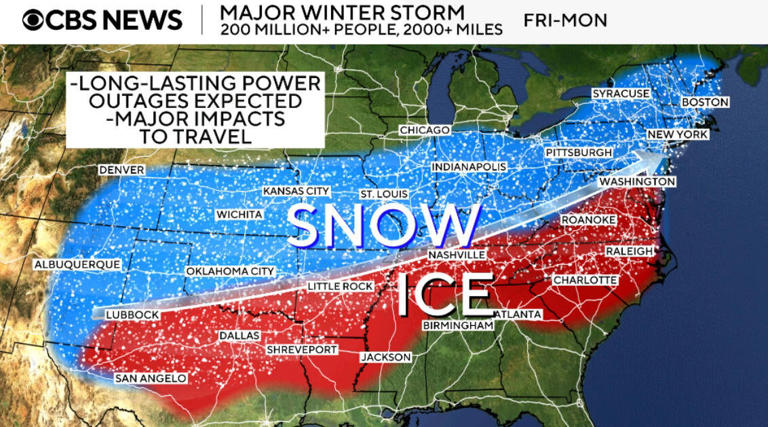 Maps show where winter storm will bring ice, snow, brutal cold this weekend