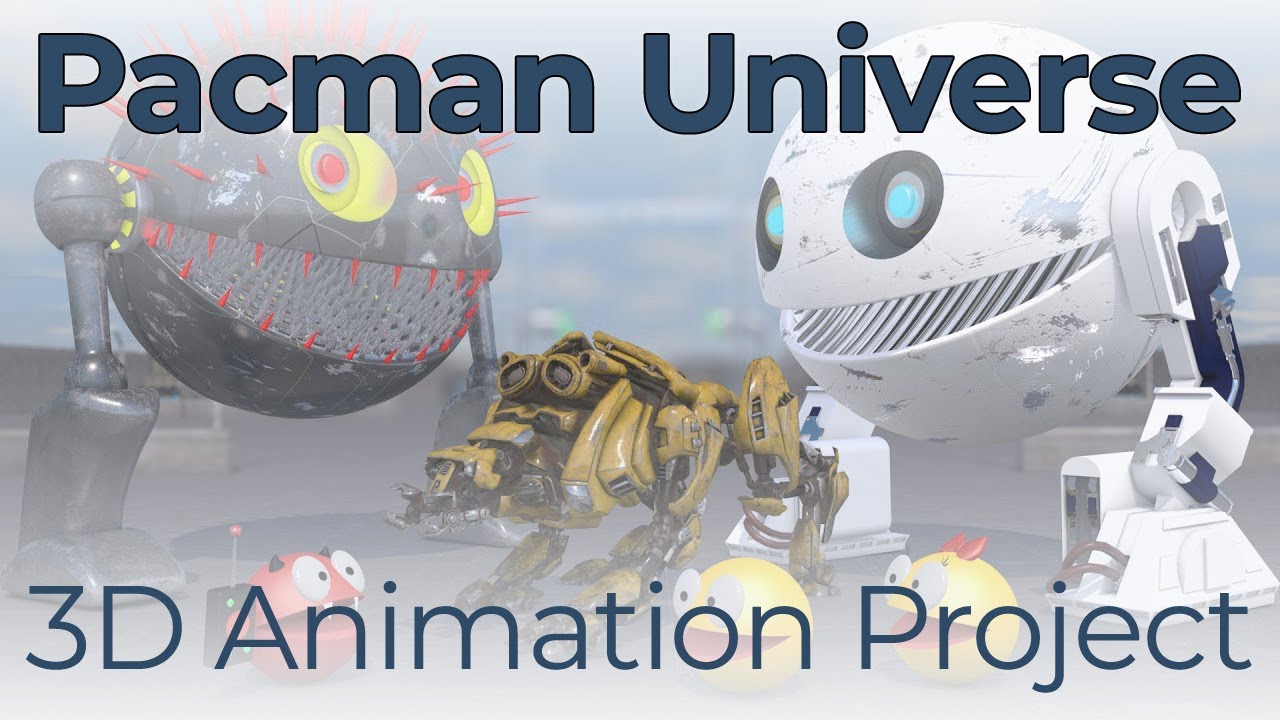 Pacman & Mecha Dog & Droid Pacman vs Biped Robot Monster
