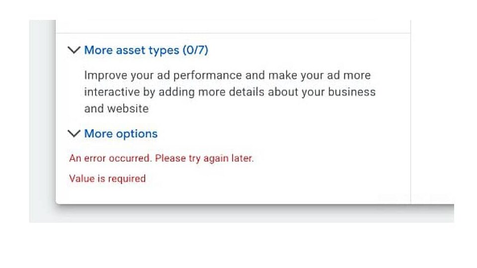Google Ads bug blocks edits to Performance Max asset groups