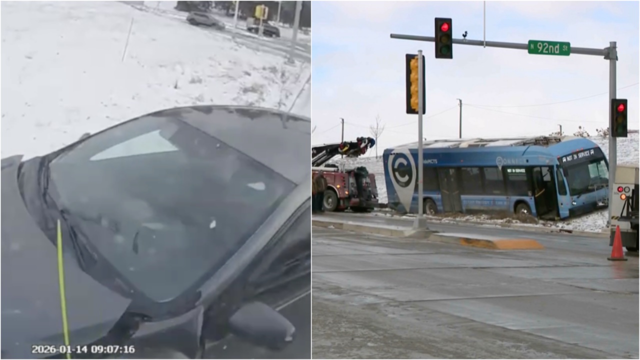New video shows MCTS bus crash into two unoccupied parked cars near ...