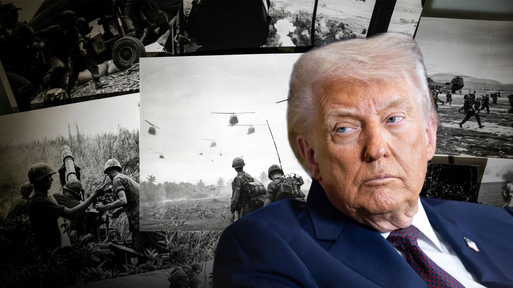 Trump’s warrior image is hiding his war draft-dodging past in Vietnam