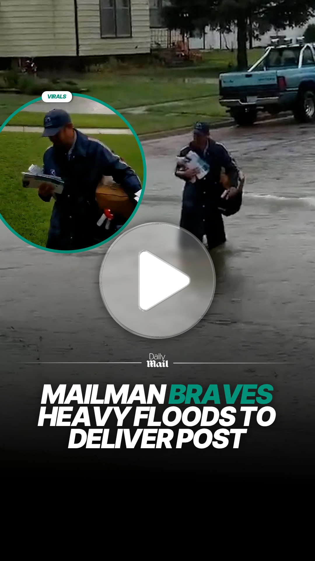 Mail carrier delivers post despite flooded streets
