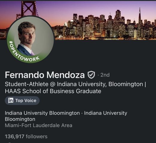 Like many others on LinkedIn, Indiana football star Fernando Mendoza is ...