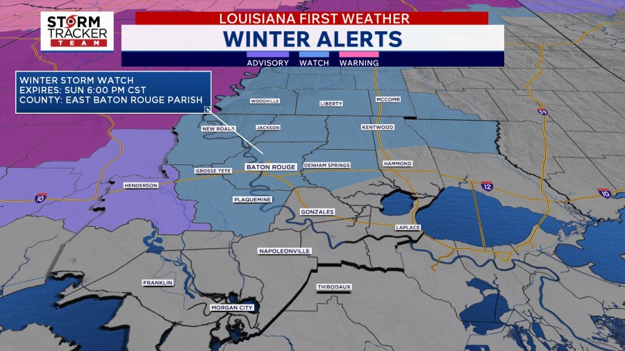 Baton Rouge weather: Freezing rain possible Sunday morning