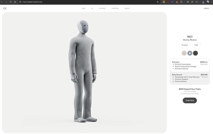 1X’s NEO humanoid robot is now available to order today - US$20k or $499pm