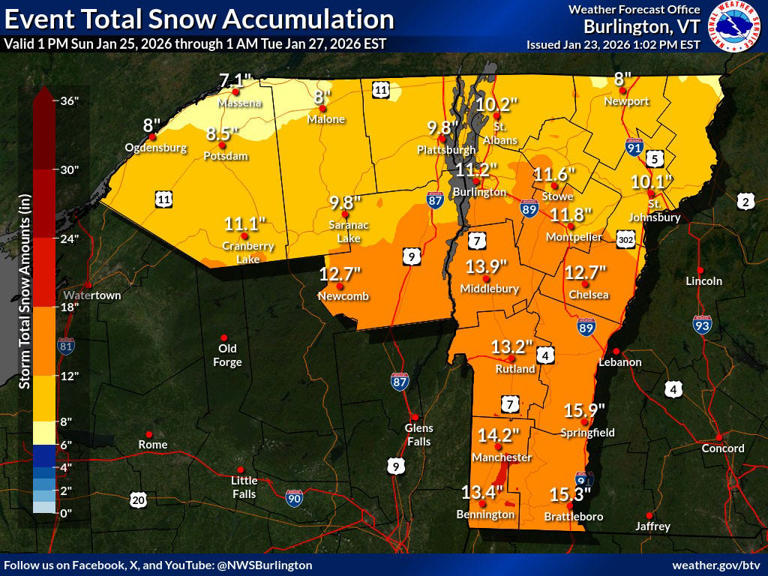 How many inches of snow is Vermont getting? See maps, weather forecast