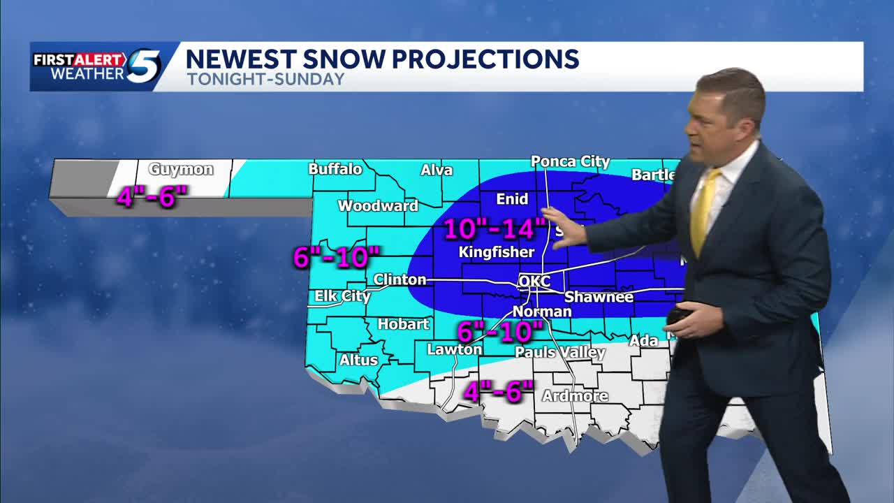 Oklahoma winter storm update: Snow projections increasing as ice risk ...