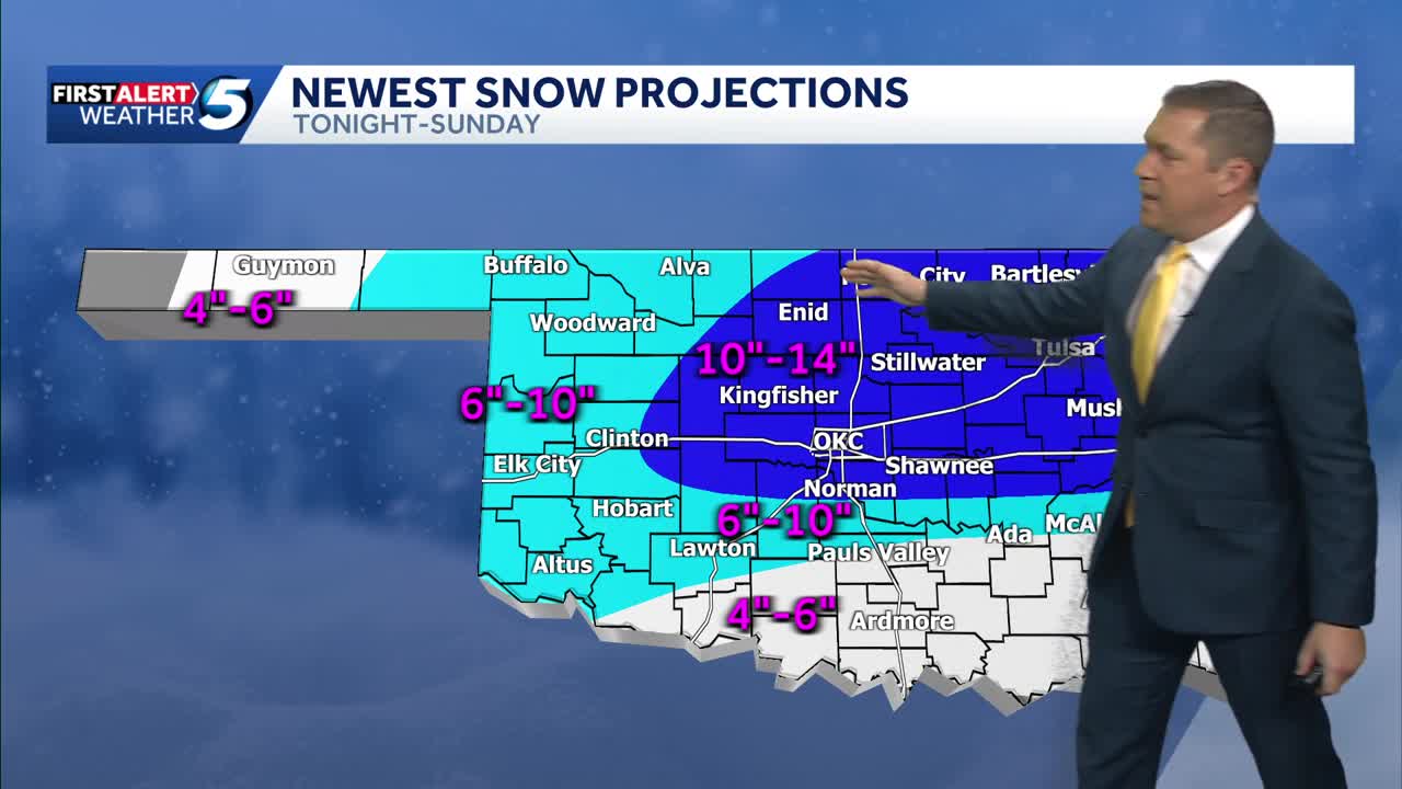 Oklahoma winter storm update: Breaking down the newest snowfall projections