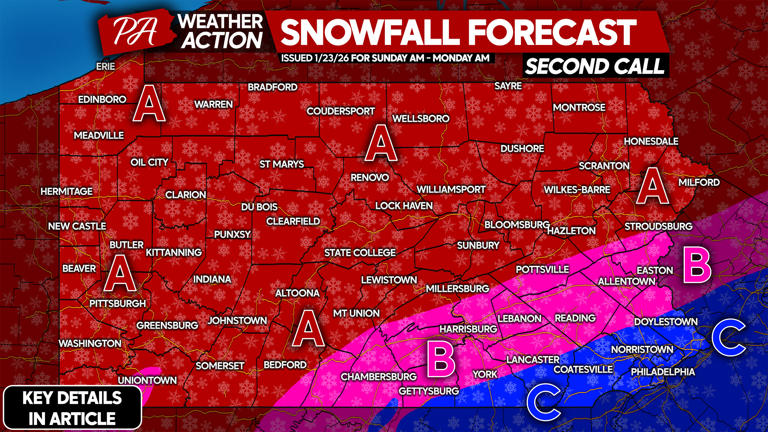 Second call forecast for major snow & ice storm impacting Pennsylvania ...