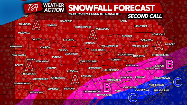 Second call forecast for major snow & ice storm impacting Pennsylvania ...