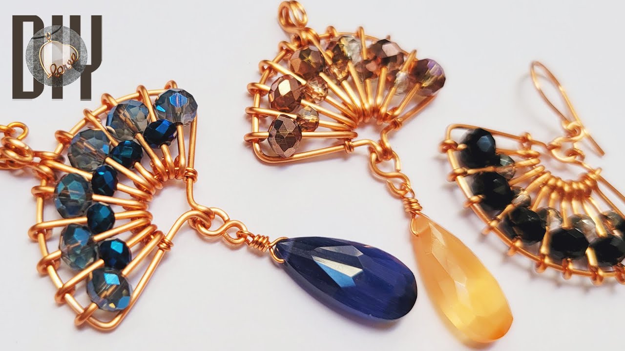 China paper fan | folding hand fan | pendant | crystal beads | stone ...