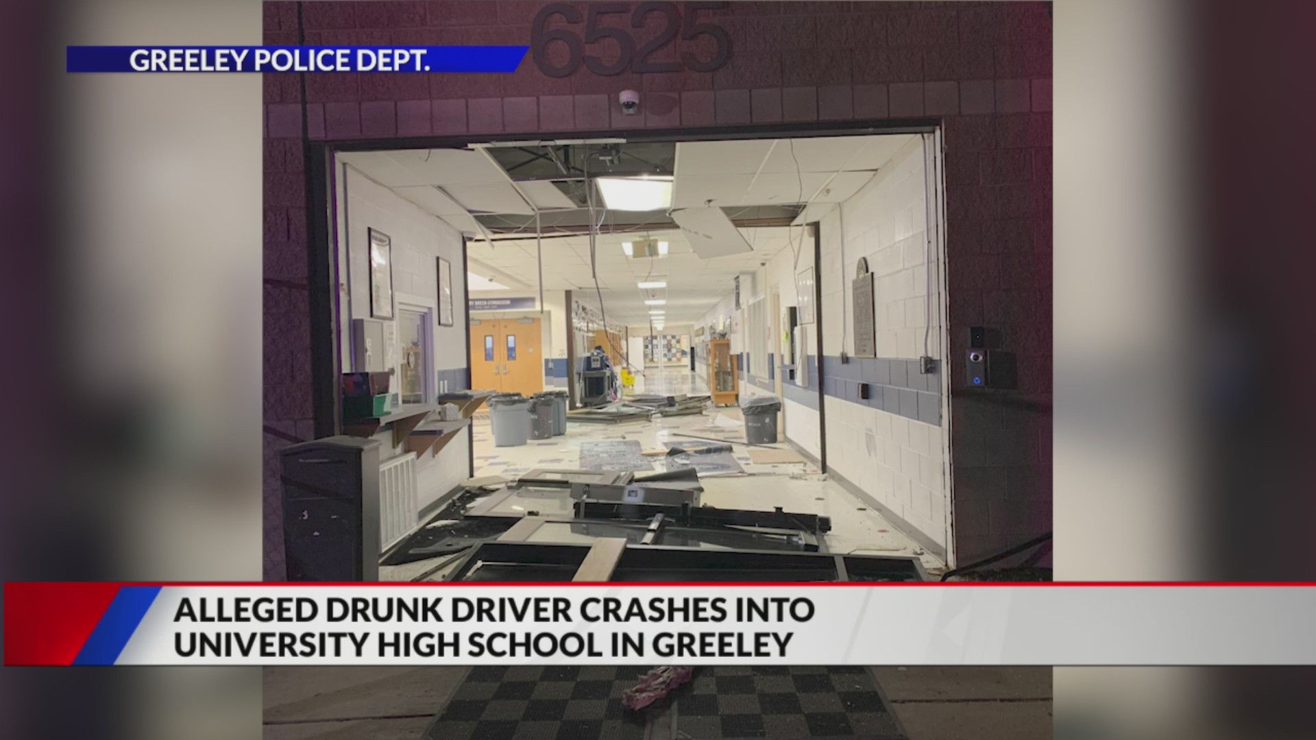 Alleged drunk driver crashes into high school in Greeley