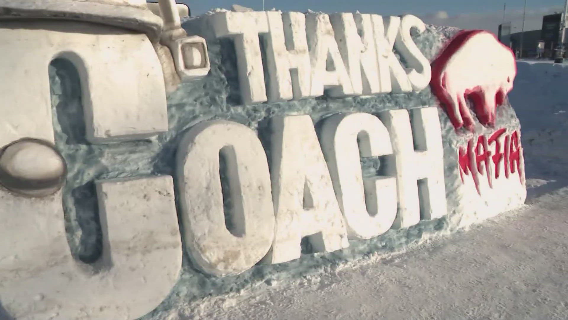 Snow sculpture pays tribute for former Bills coach Sean McDermott