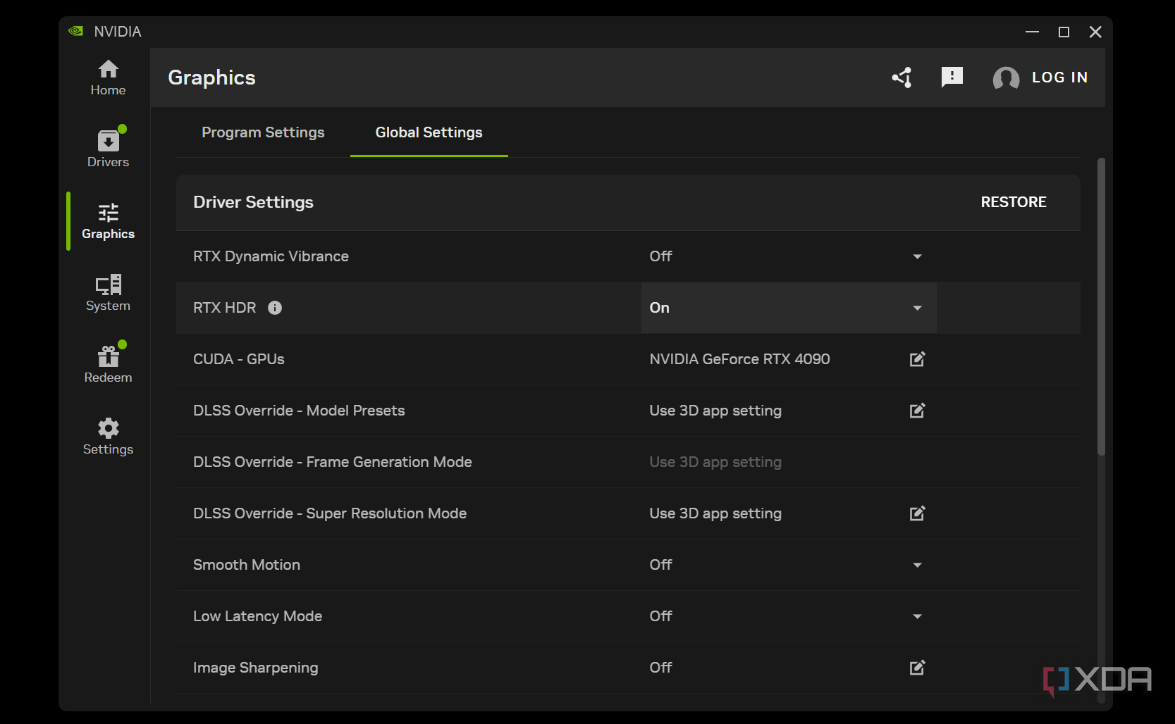 Enabling RTX HDR in Nvidia app