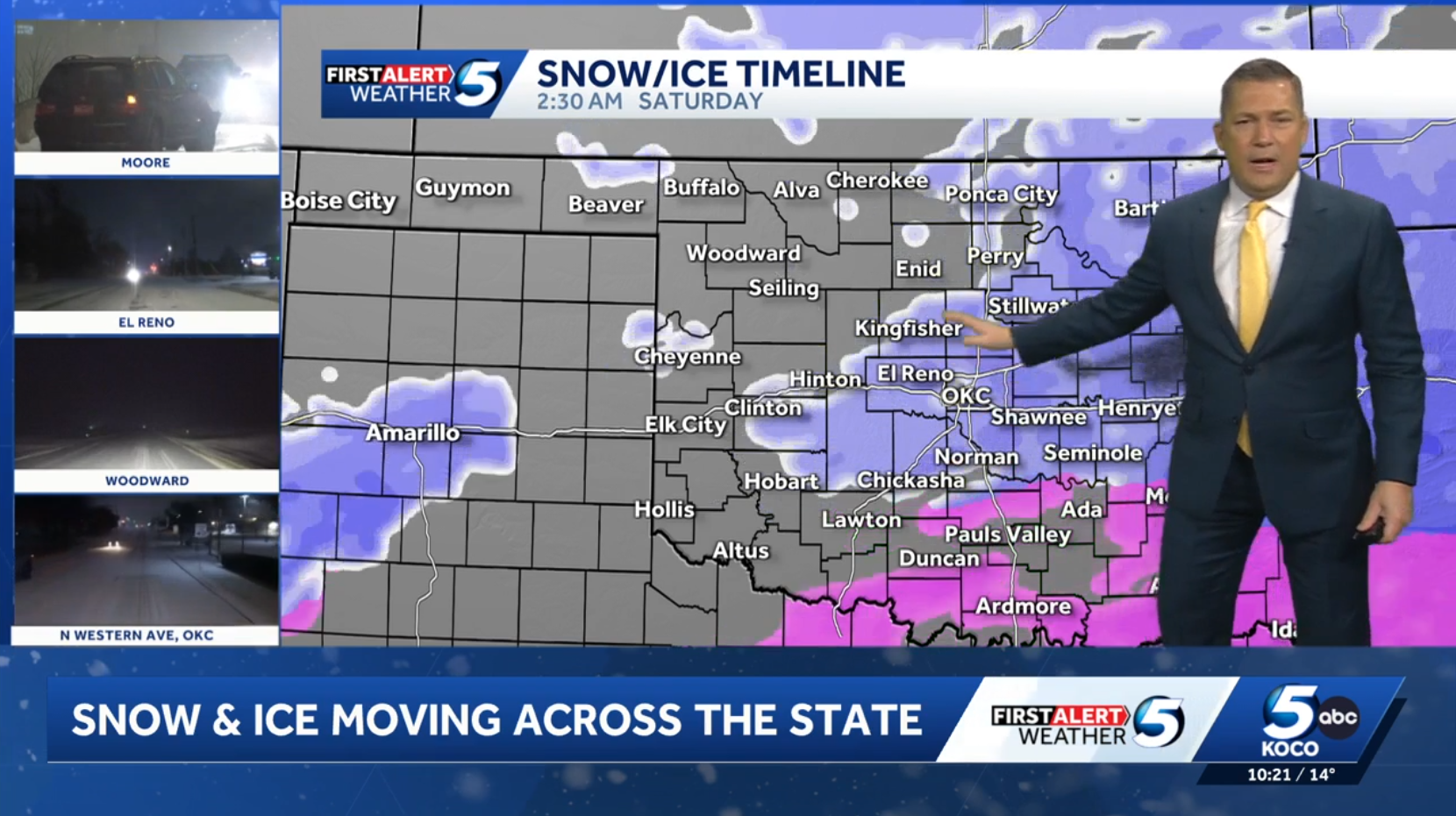 Oklahoma winter storm continues overnight, heavy snowfall expected Saturday