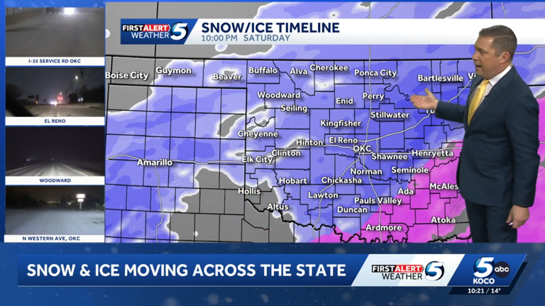 Oklahoma winter storm continues overnight, heavy snowfall expected Saturday
