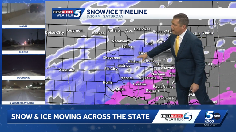 Oklahoma winter storm continues overnight, heavy snowfall expected Saturday