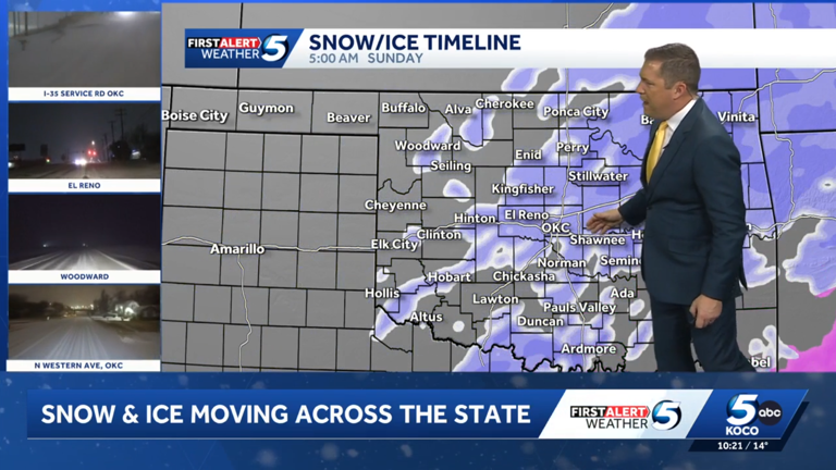 Oklahoma winter storm continues overnight, heavy snowfall expected Saturday