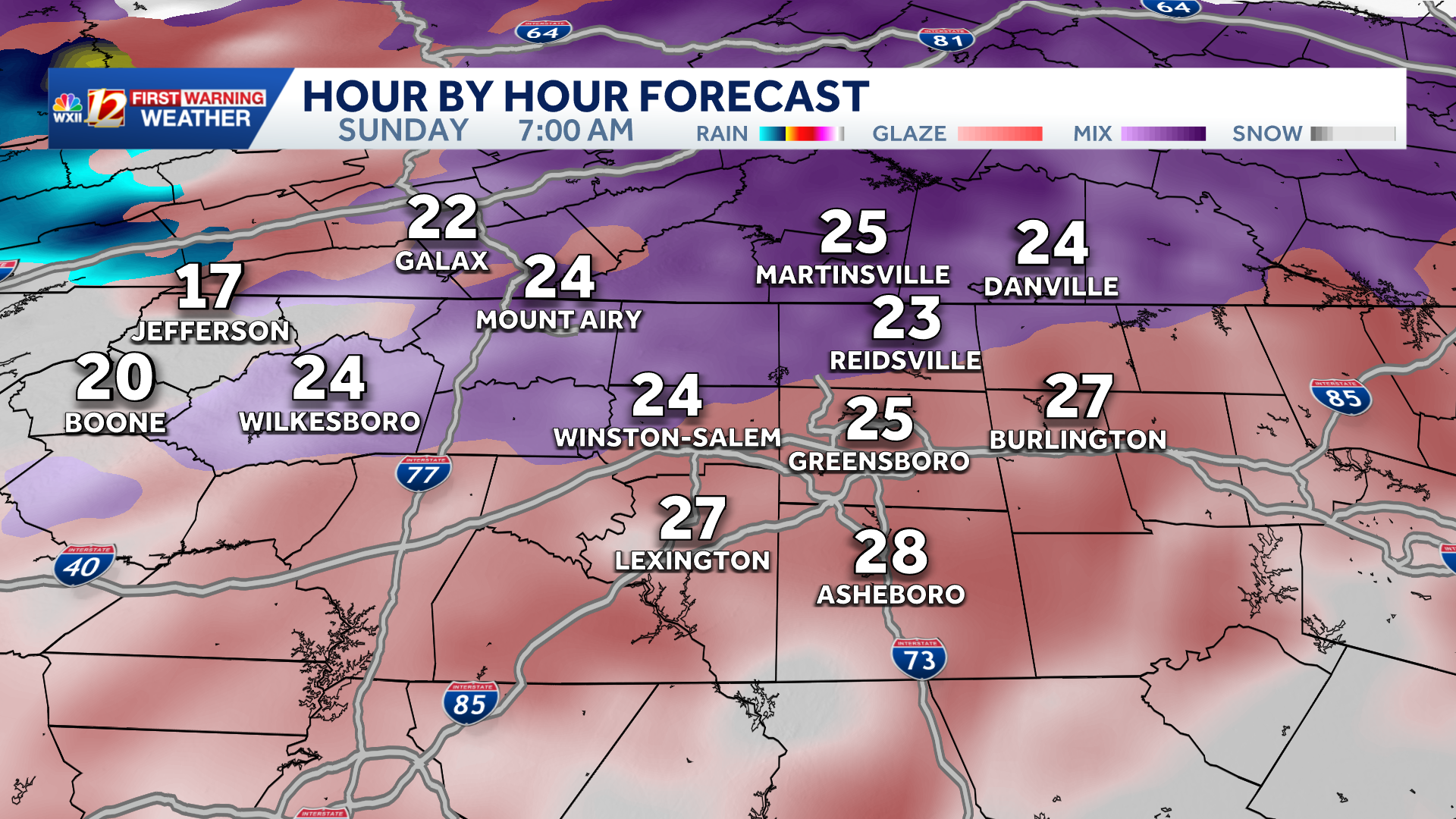 Hour-by-hour impacts for winter storm in North Carolina