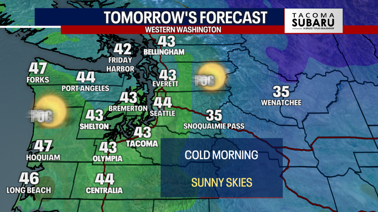 Seattle weather: Chilly mornings and sunny weekend ahead, highs in the 40s